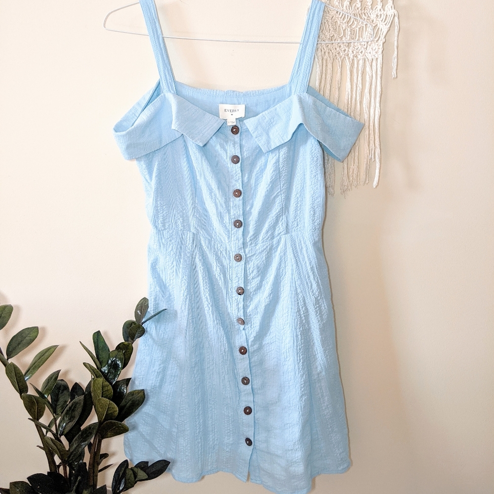EVERLY Small Light Blue Cold Shoulder Dress